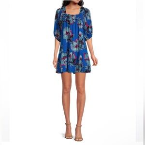 NWT Band Of The Free Soria | Floral Lapis Blue Slate Dress L